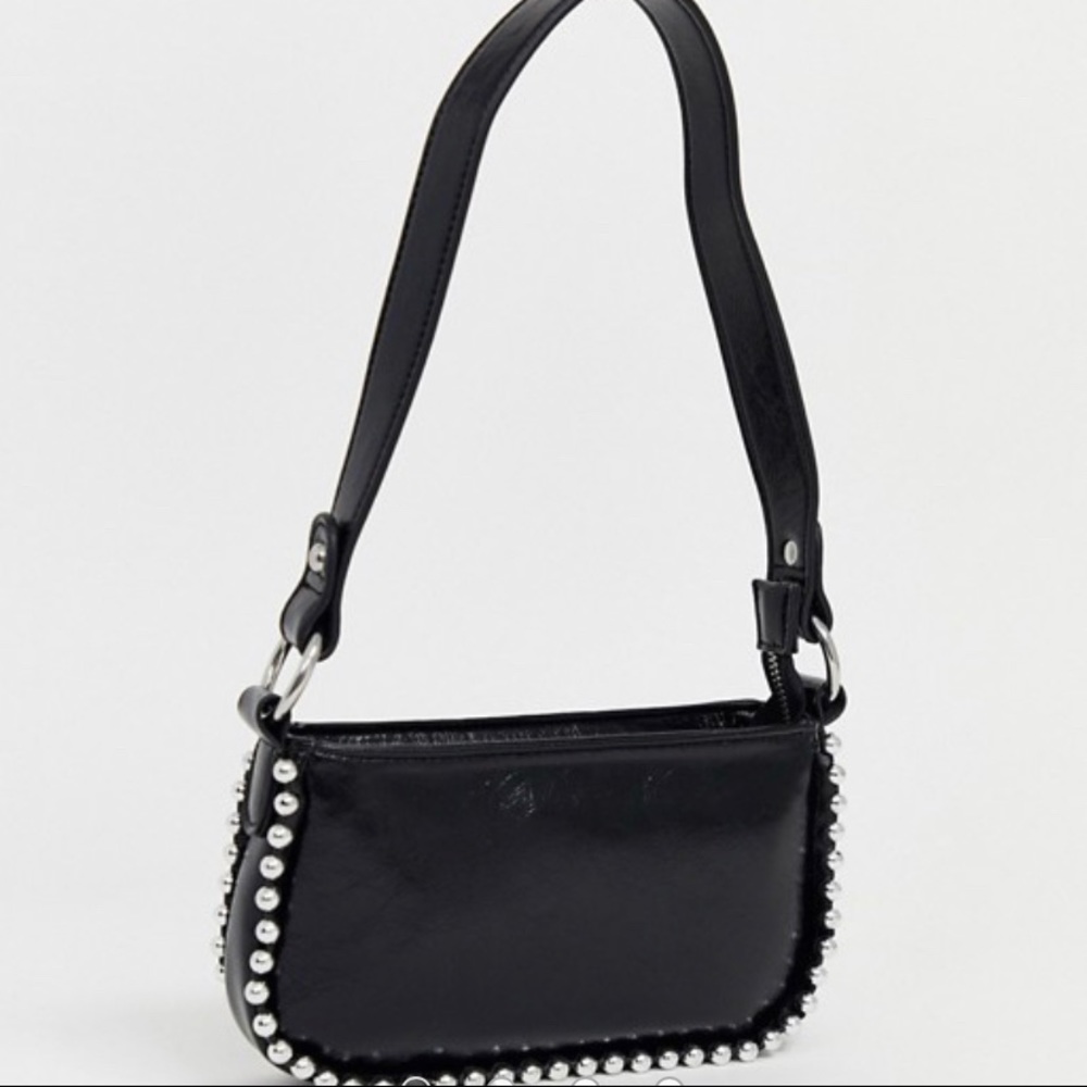 vinyl 90s shoulder bag with ball edge